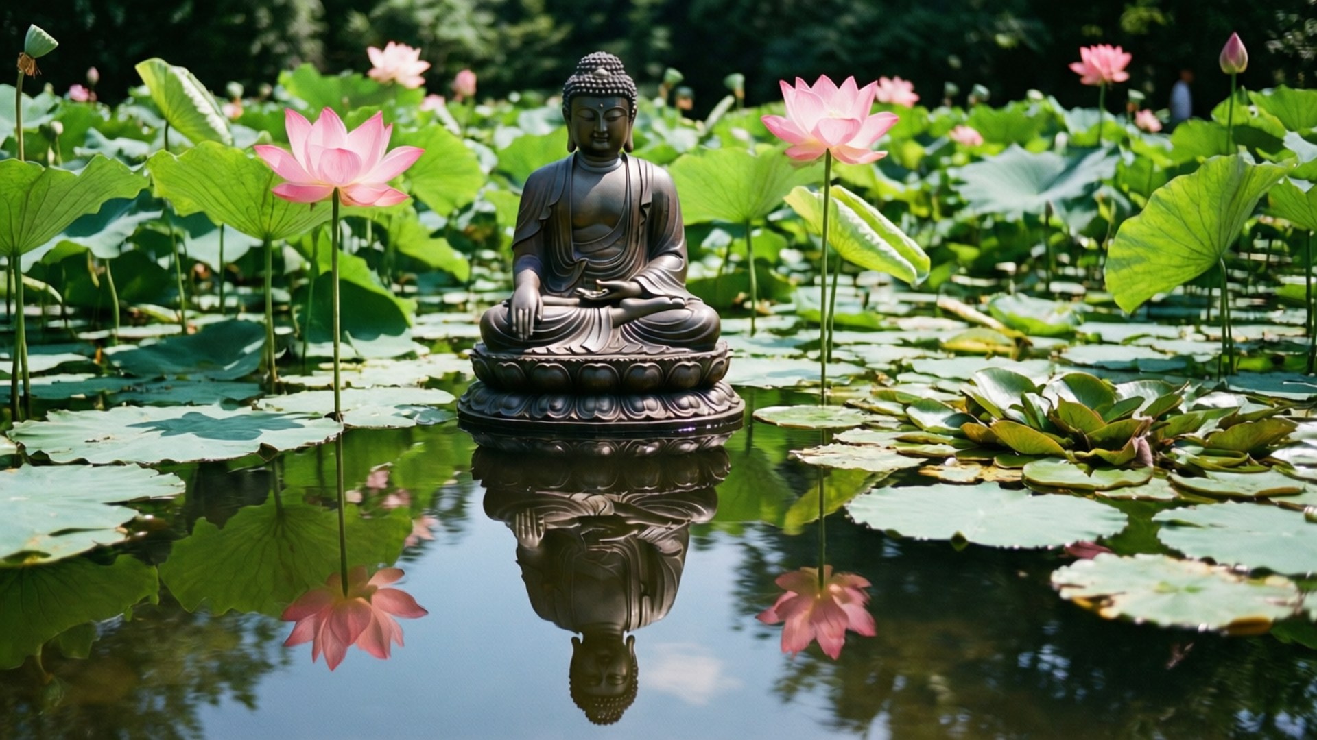Buddha in Lotus Pond by Wallpapers.art Studio