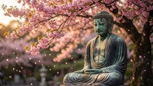 Buddha Under Cherry Blossoms
