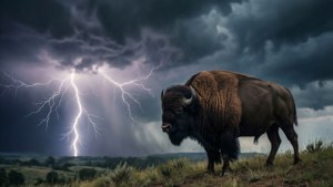 Buffalo in Thunderstorm