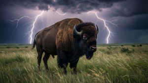 Buffalo in Thunderstorm