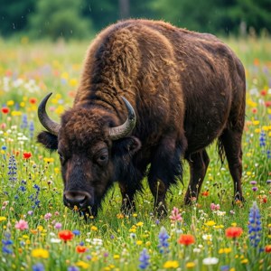 Buffalo in Wildflowers