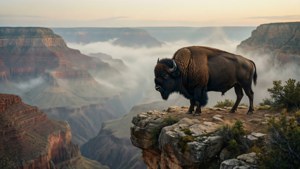Buffalo on the Cliff