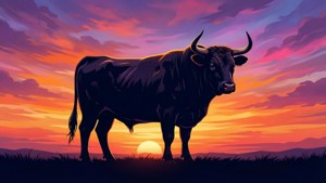 Bull Sunset Silhouette