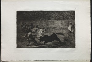 Bullfights:  A Spanish Mounted Knight Breaking Short Spears with the Help of Assistants