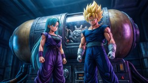 Bulma and Vegeta at Capsule Corp
