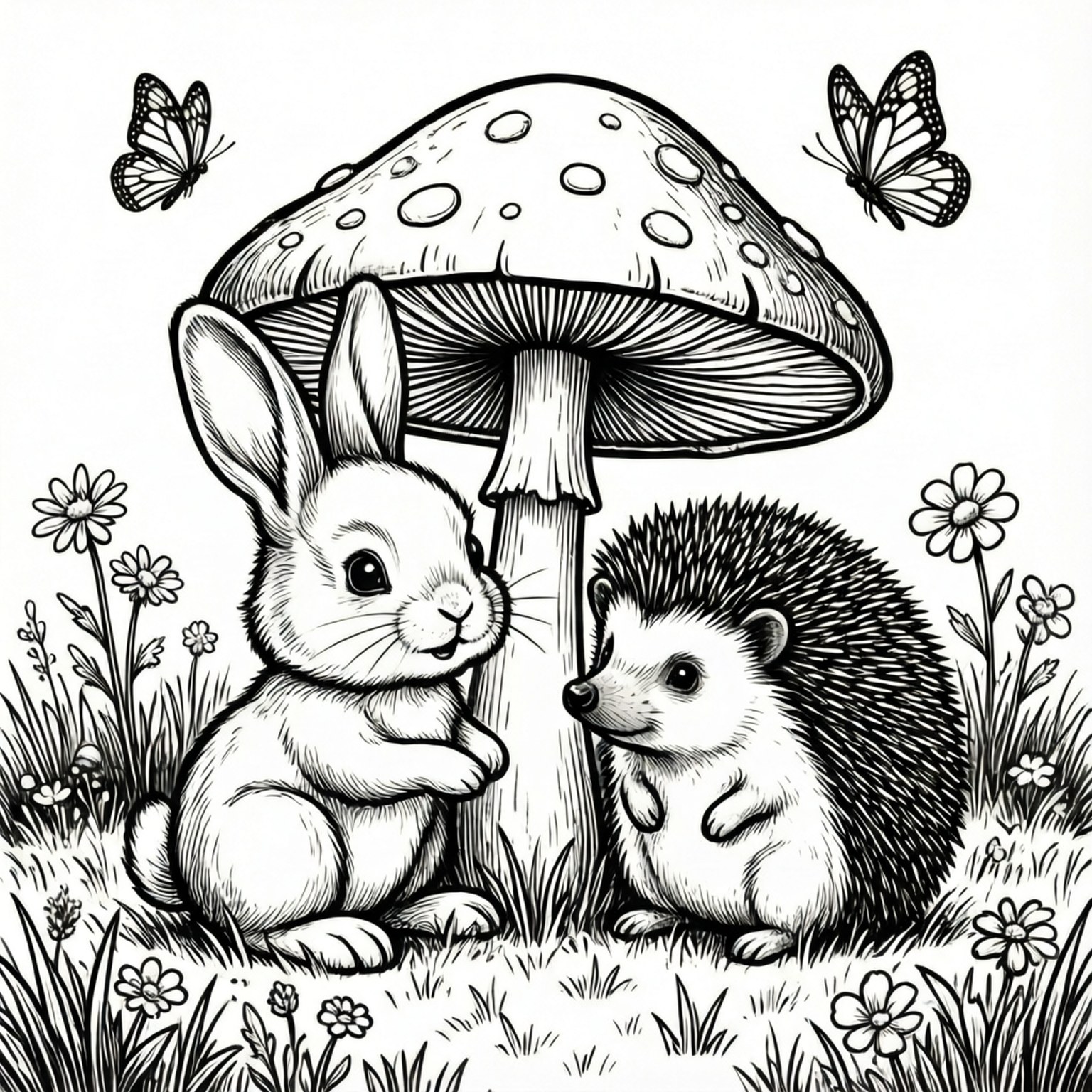 Bunny and Hedgehog by Wallpapers.art Studio