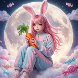 Bunny Girl on Moon
