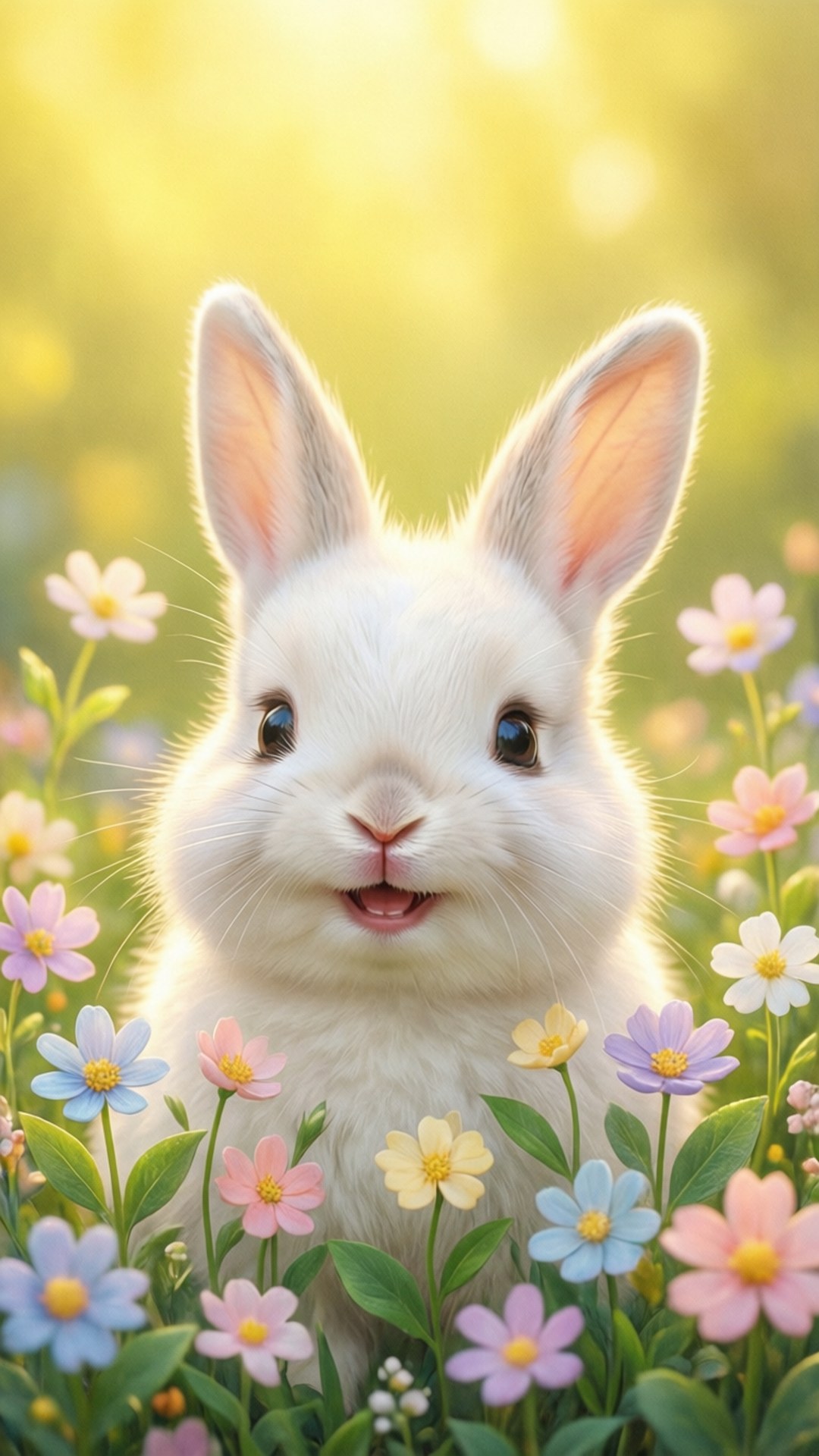 Bunny in Flowers by Wallpapers.art Studio