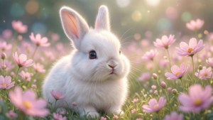 Bunny in Pink Flowers