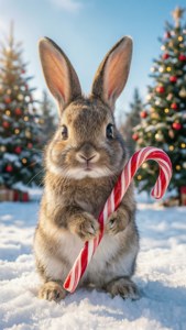 Bunny with Candy Cane