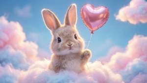 Bunny with Heart Balloon