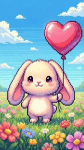 Bunny with Heart Balloon