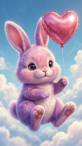 Bunny with Heart Balloon