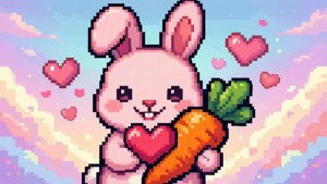 Bunny with Heart Carrot