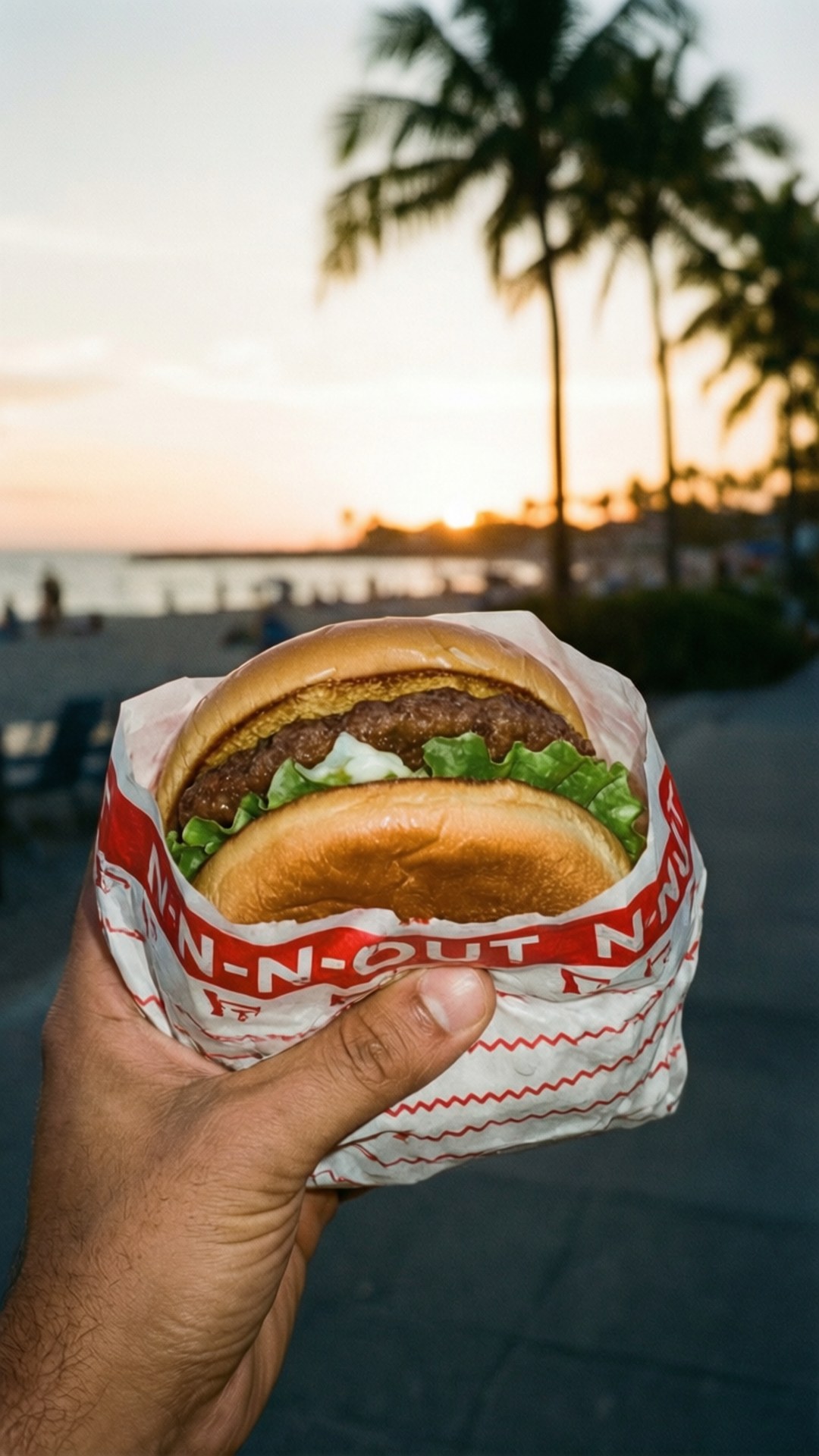 Burger at Sunset Beach by Wallpapers.art Studio