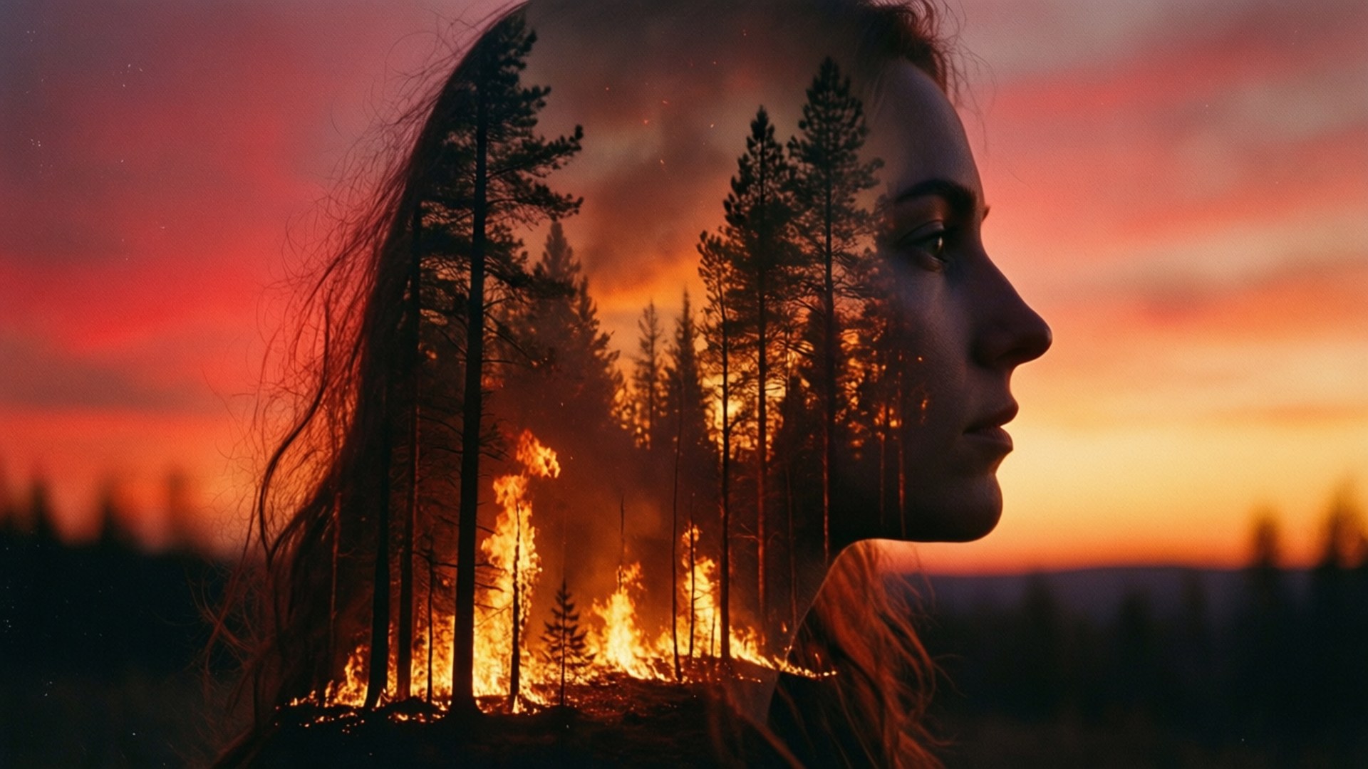 Burning Forest Portrait by Wallpapers.art Studio
