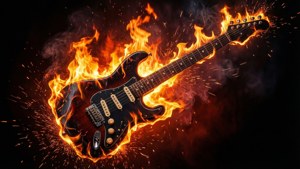 Burning Guitar Silhouette
