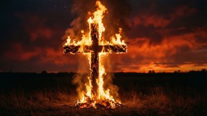 Burning Inverted Cross