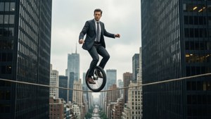 Businessman Tightrope City