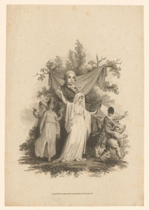 Buste van Carlo Goldoni met dansende figuren