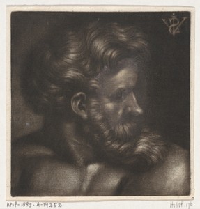 Buste van een man met baard, naar rechts
