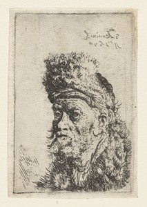 Buste van een man met bontmuts