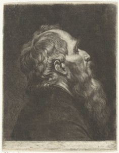Buste van een man met een baard, in profiel