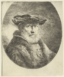 Buste van een oude man met fluwelen baret