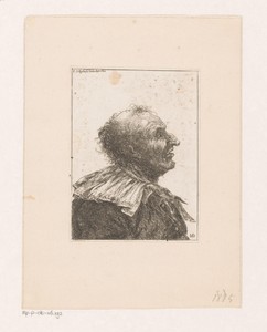 Buste van een oude man met grote kraag en haakneus