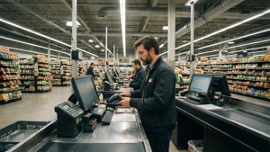 Busy Grocery Checkout