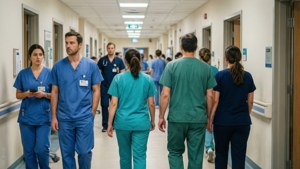 Busy Hospital Corridor