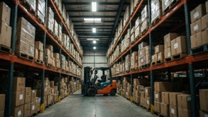Busy Warehouse Aisle