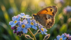 Butterfly Among Forget-Me-Nots
