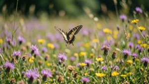 Butterfly Over Wildflowers
