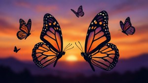 Butterfly Silhouettes Sunset