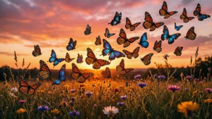 Butterfly Swarm Sunset