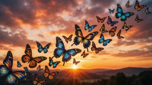 Butterfly Swarm Sunset