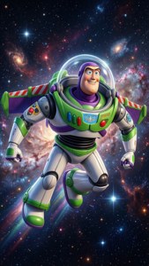 Buzz Lightyear Soaring Through Nebula