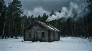 Cabin in Snowstorm