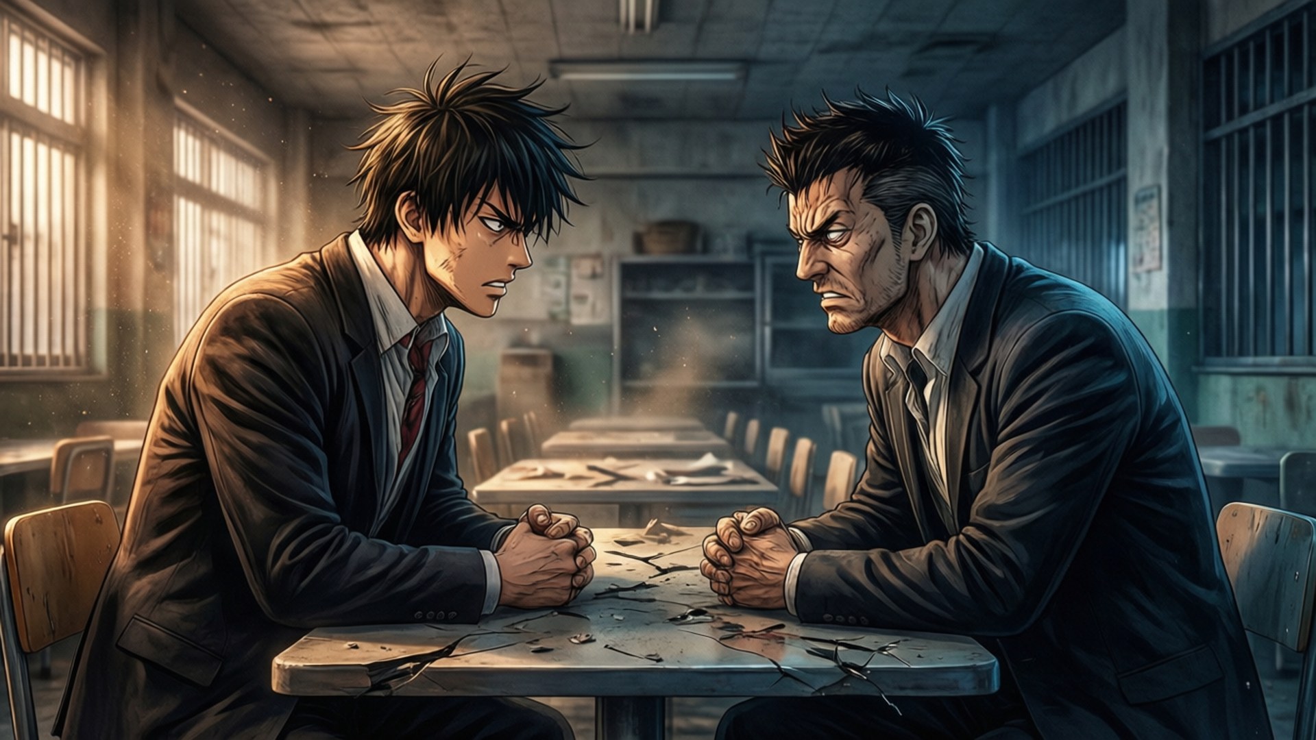 Cafeteria Standoff Hajime Jyugo by Wallpapers.art Studio