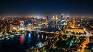 Cairo Aerial Night Lights