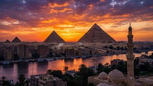 Cairo Skyline Sunset Panorama