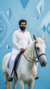 Calm Rider on White Horse