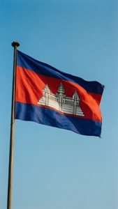 Cambodia Flag on Blue Sky