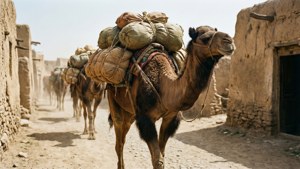 Camel Caravan with Goods