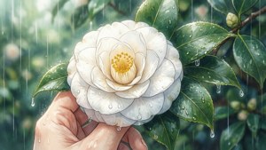 Camellia in Rain