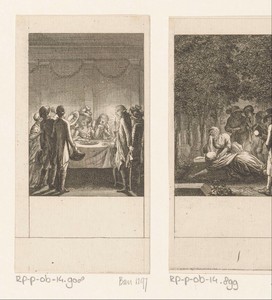 Camille aan tafel bij haar vriendin Nancy en Lord Belton voorafgaand aan het duel