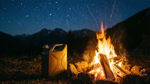 Campfire and Gas Can
