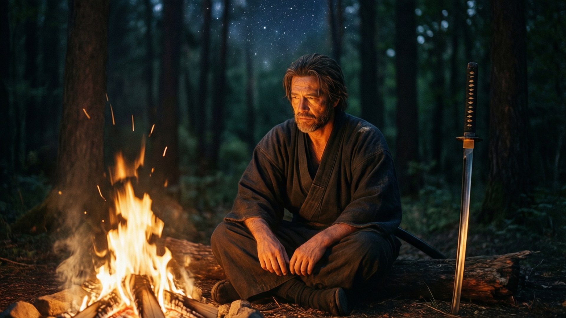 Campfire Contemplation by Wallpapers.art Studio