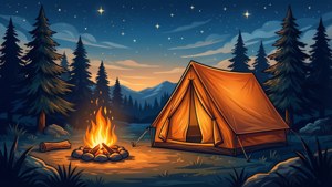 Campfire Night Under Stars